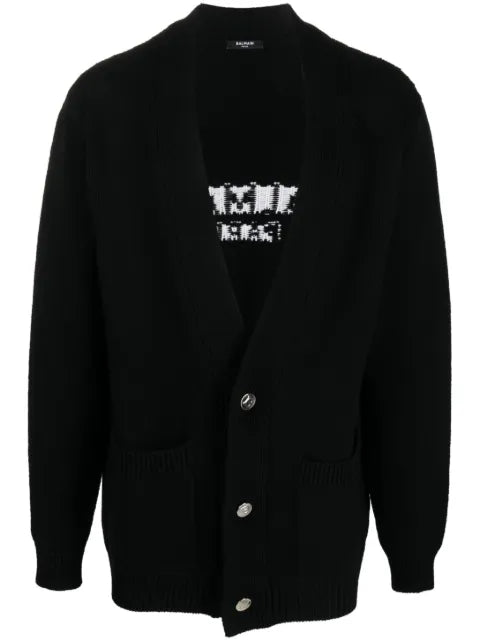 Balmain logo intarsia cardigan
