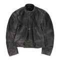 BLACK DISTRESSED BIKER LEATHER JACKET