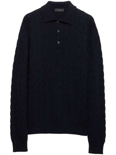 Prada cable-knit polo sweater