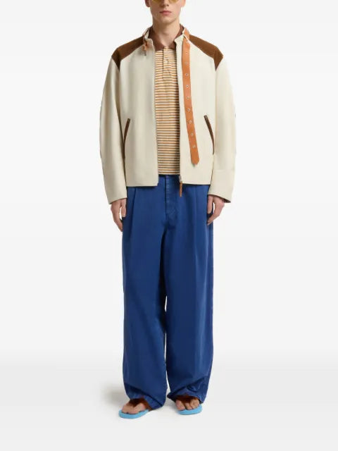 Marni cream nappa leather jacket with buckle collar