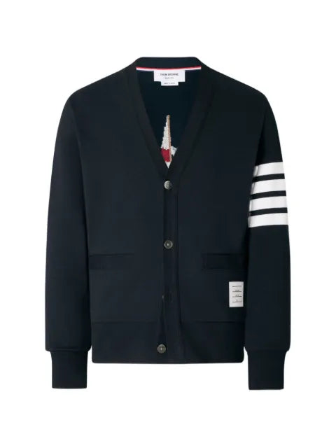 Thom Browne loopback 4-Bar boat embroidery cardigan