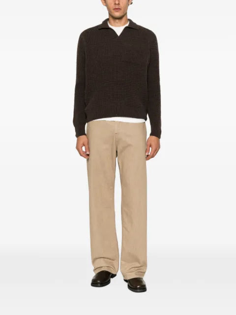 AROVESCIO waffle-knit chest-pocket sweater