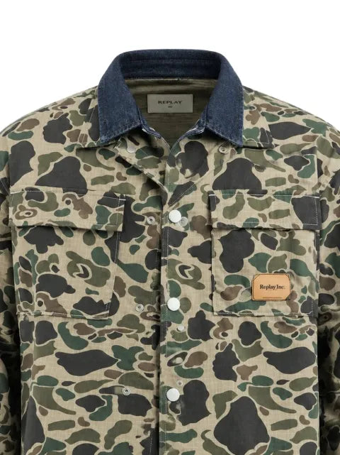 Replay Welder camouflage-printlogo-patch overshirt