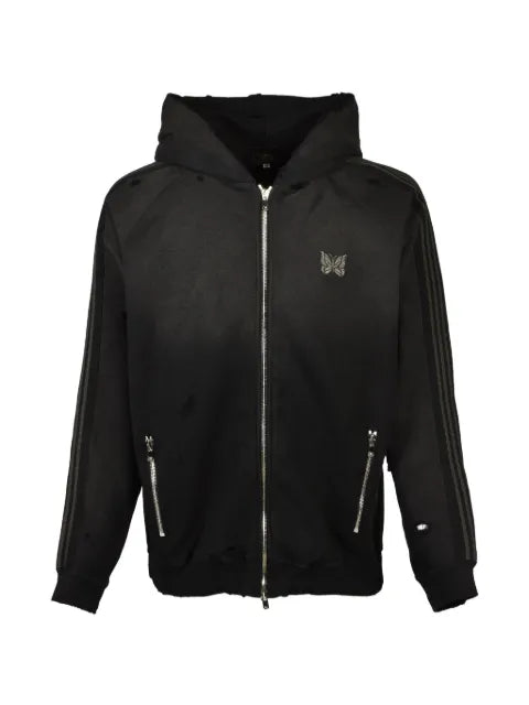 Needles distressed-effect zipped hoodie