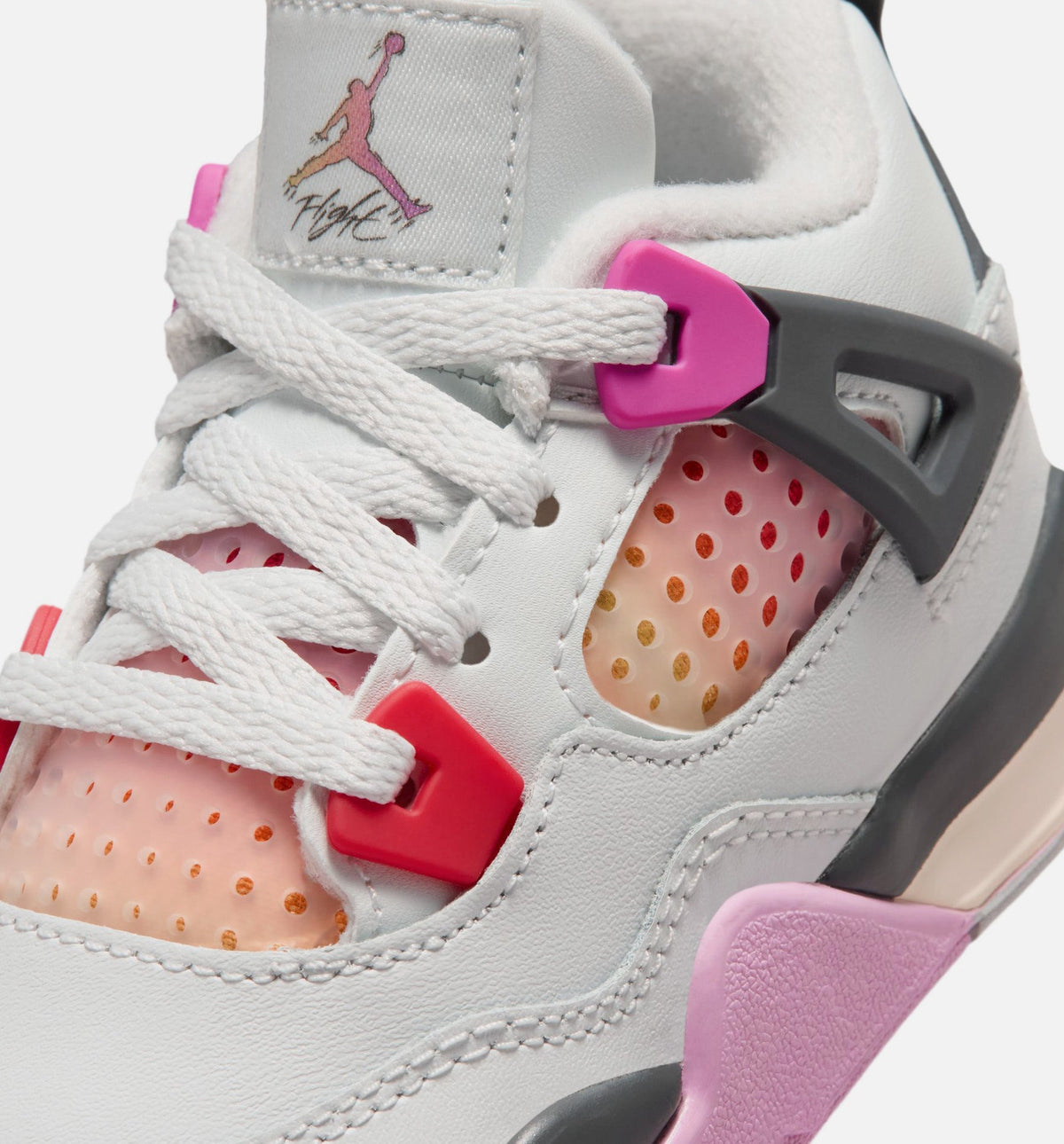 Air Jordan 4 Retro Comic Baby & Toddler Sneakers - White / Pink / Smoke Grey