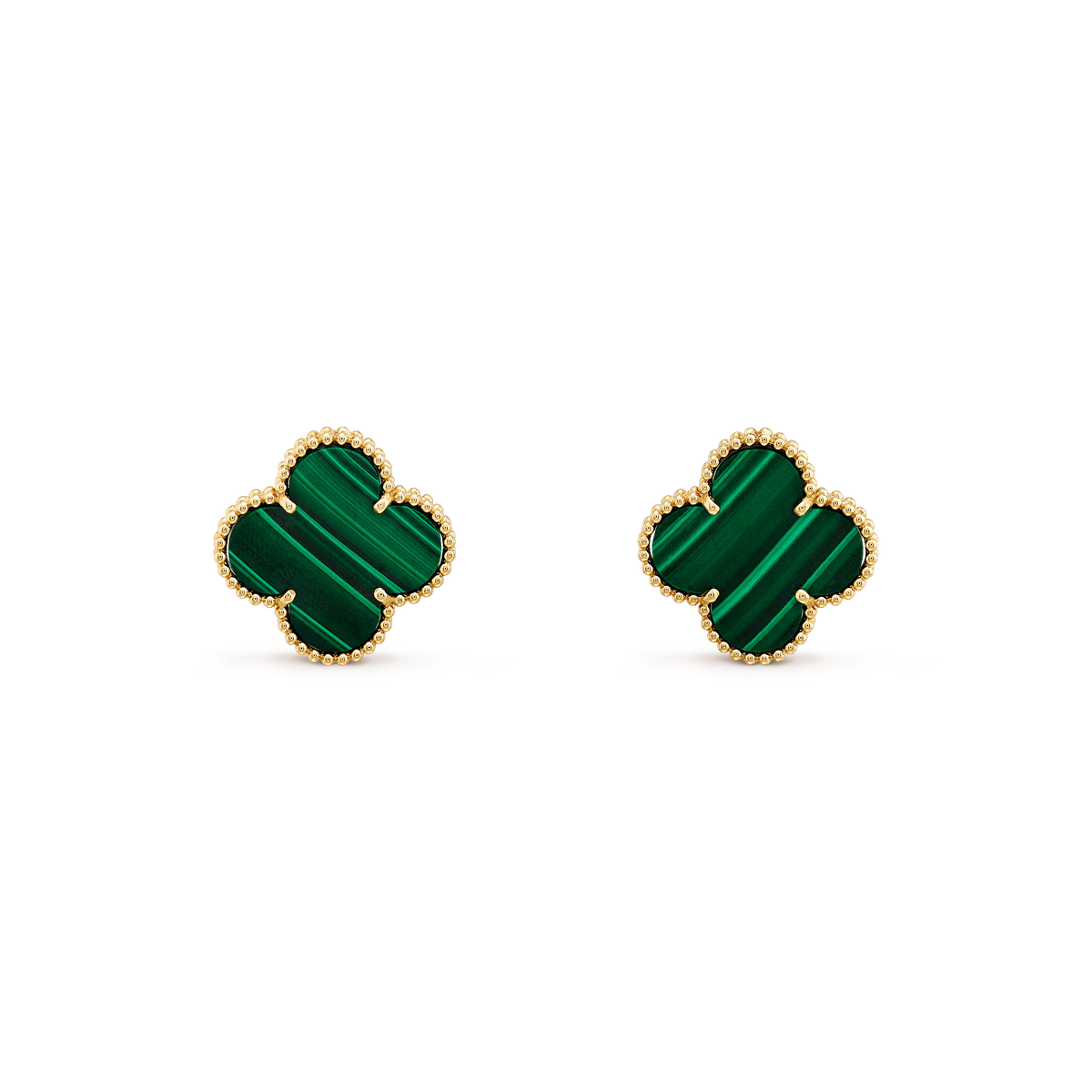 Van Cleef & Arpels CLOVER MINI MALACHITE GOLD EARRINGS