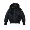 Moose Knuckles Black Wool Fox Fur Hood Bomber Down Jacket