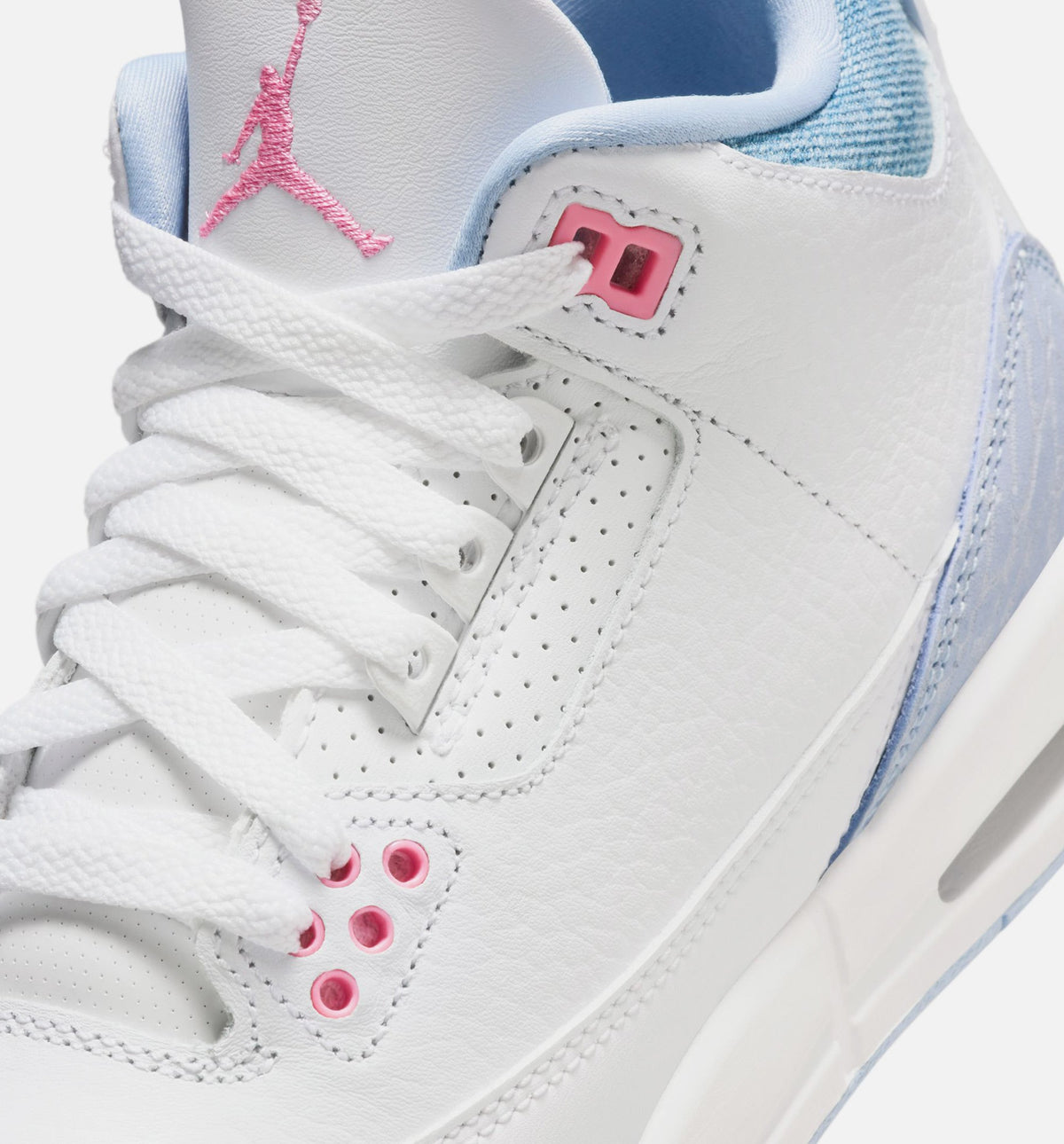 Air Jordan 3 Retro Cobalt Bliss Youth Sneakers - White/Cobalt Bliss/Football Grey/Pink Glow