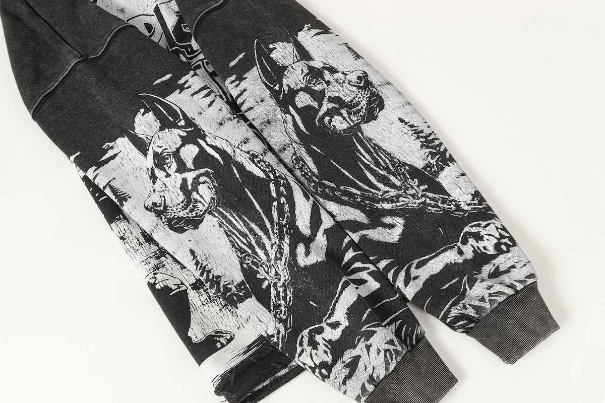 Godspeed Dog & City Graphic Raw-Hem Hoodie