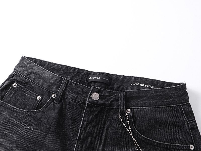 Purple Brand Black Distressed Straight-Leg Jeans