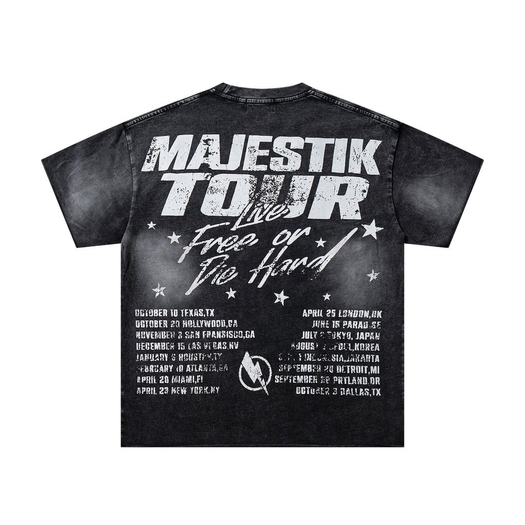MAJESTIK Washed Black Tour Graphic T-Shirt