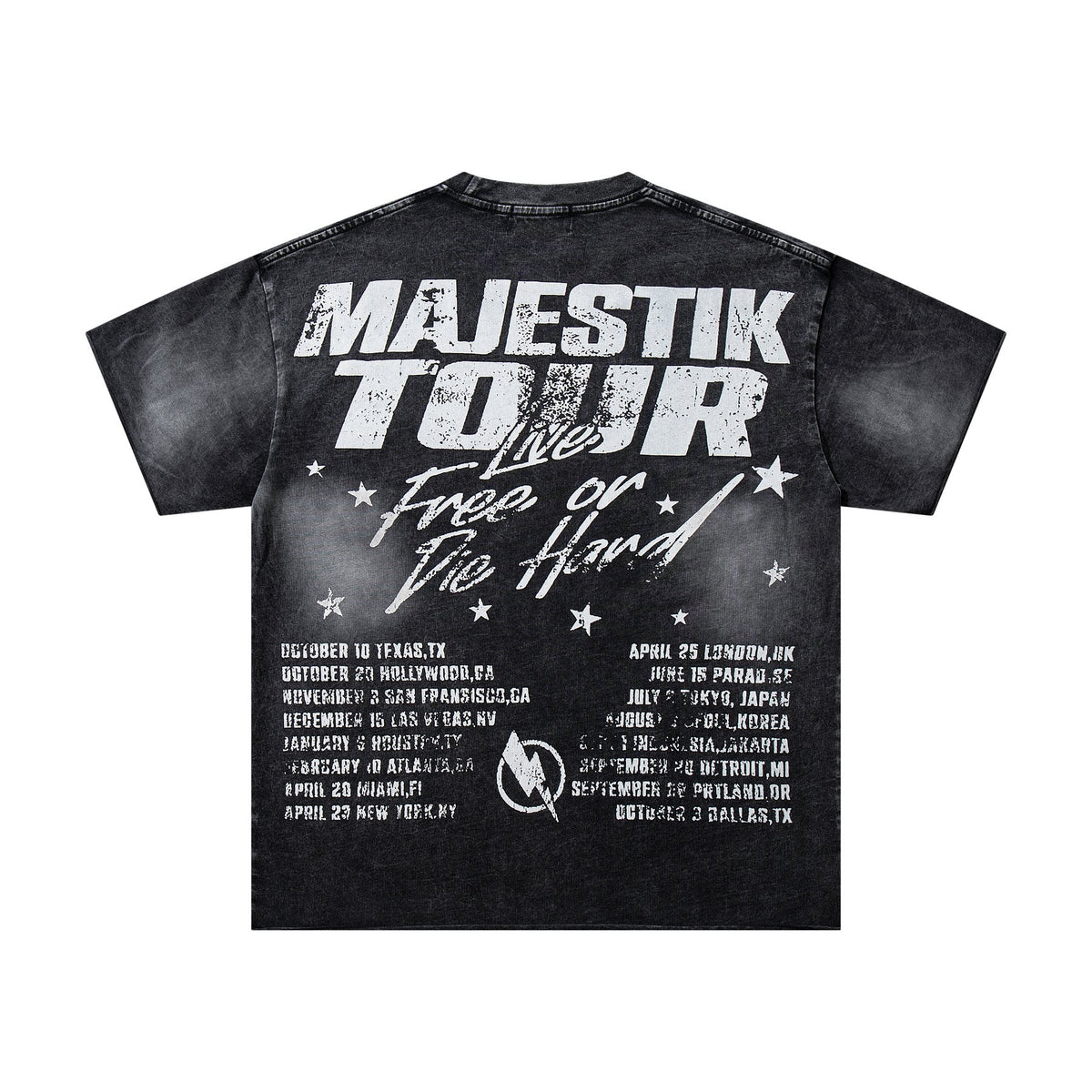MAJESTIK Washed Black Tour Graphic T-Shirt