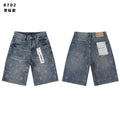 PURPLE Rhinestone Raw-Hem Denim Shorts