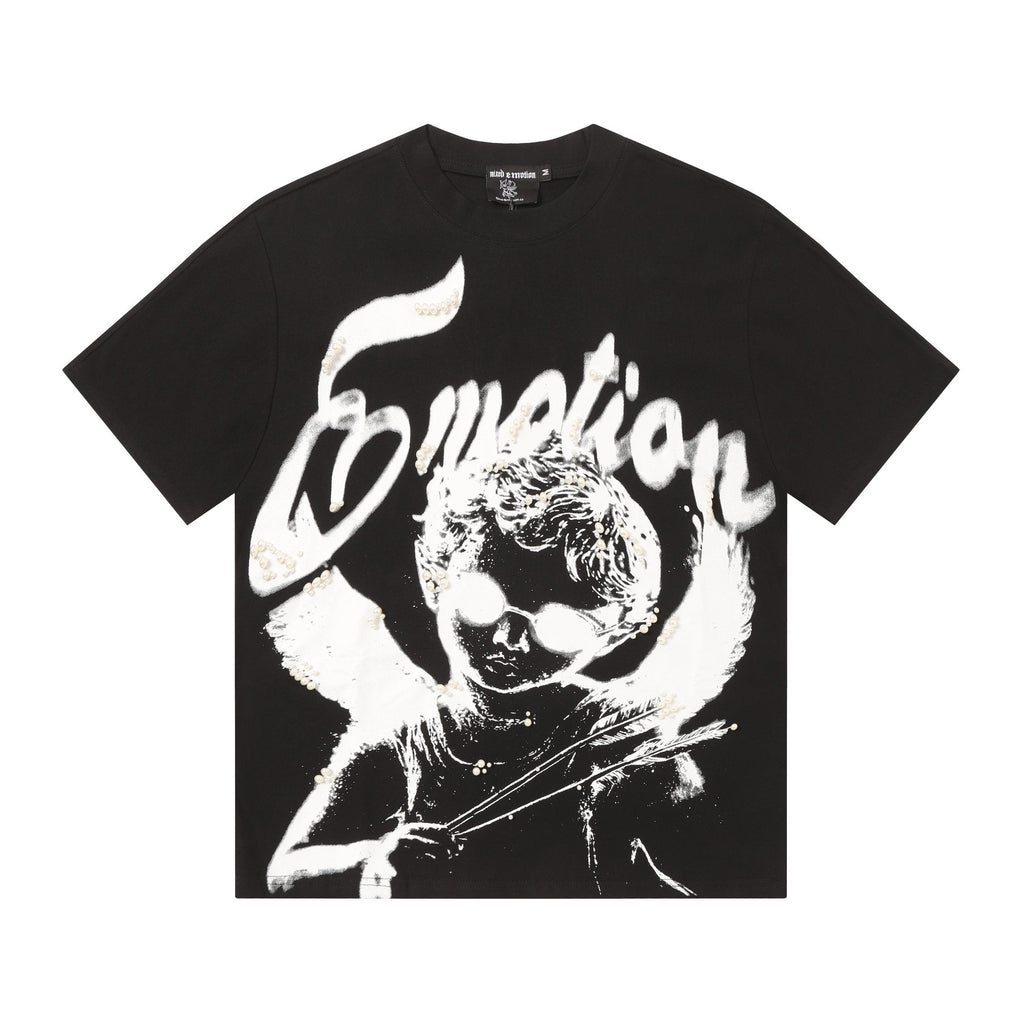 MIXED EMOTION Pearl Script Graphic T-Shirt