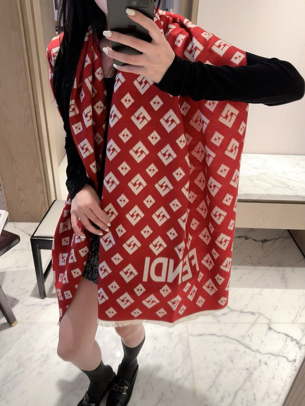 Dior Style Geometric Monogram Scarf