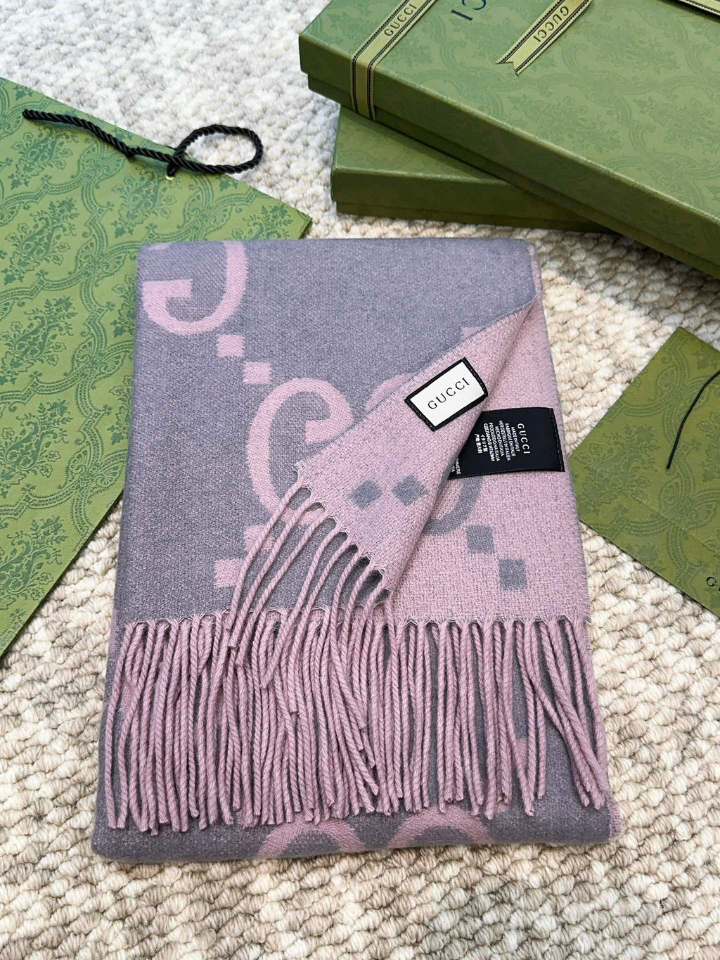 SCARF 200 CM IN LIGHT PINK MIX GRAY CASHMERE 396379