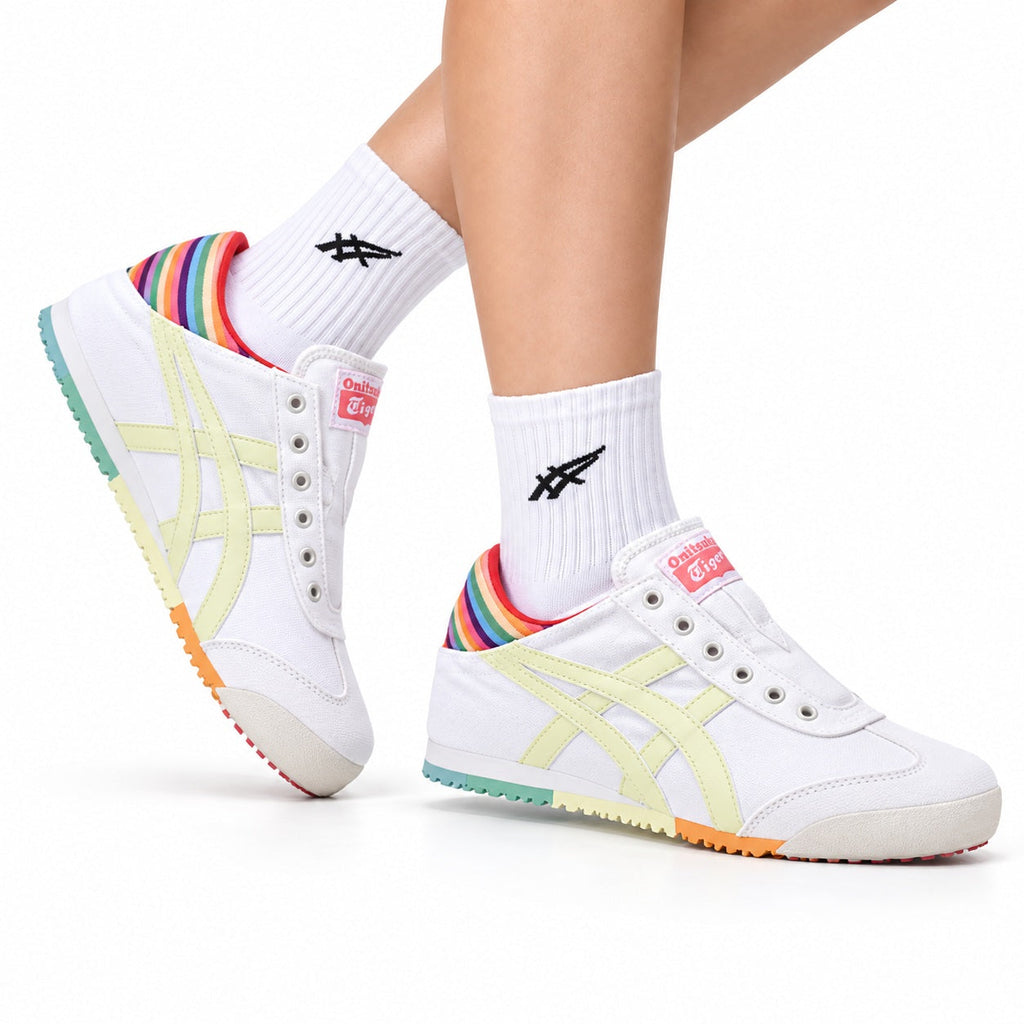 Onitsuka Tiger Retro Low Top White Pastel Rainbow Unisex Shoes Style 04