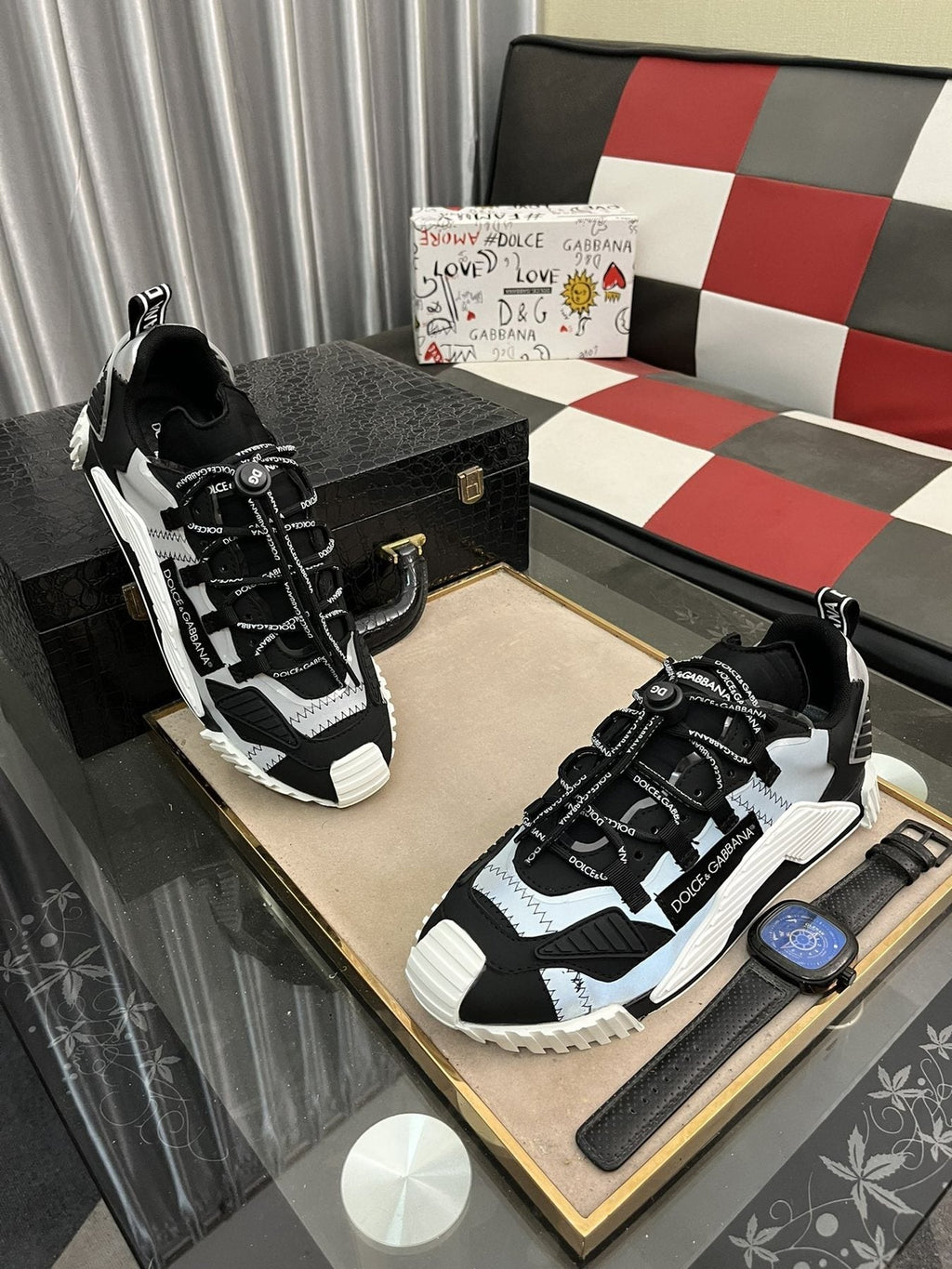 Dolce & Gabbana Black, White and Gray Sneakers