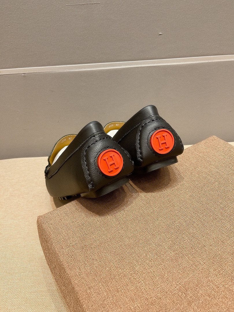 Hermès Black H-Accent Slip-On Loafers