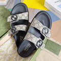 Gucci Beige Monogram Slide Sandals